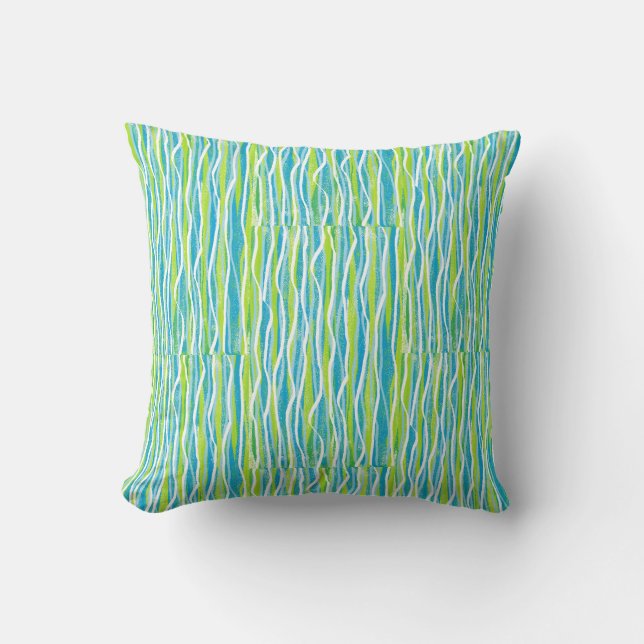 Green Blue Aqua Throw Pillow for Couch Bed or Sofa (Front)