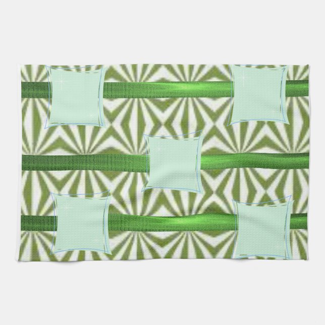 green blue aztec kitchen hand towel (Horizontal)