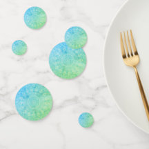 green blue bead doilies confetti