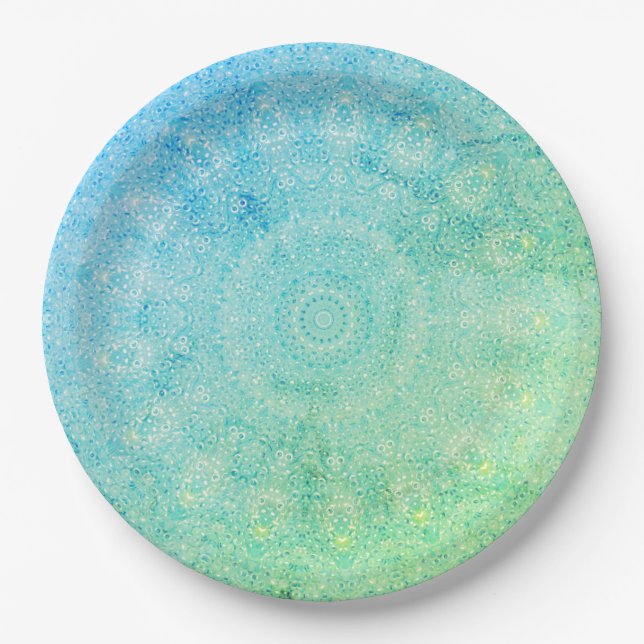 green blue bead doilies paper plates (Front)