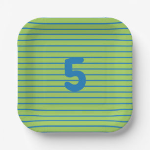 Green & Blue Birthday Child's Age Paper Plate