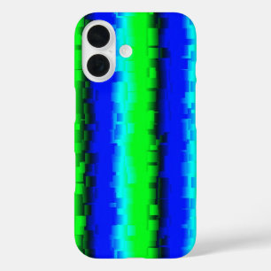 green blue black abstract rainbow pattern iPhone 16 case