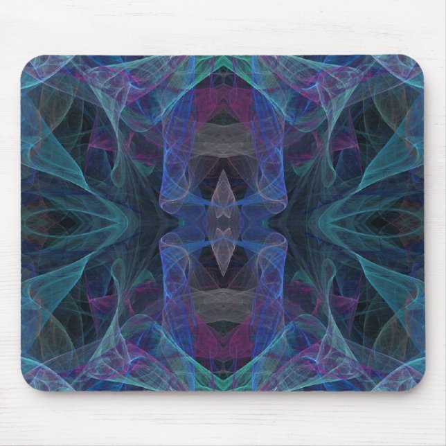 Green, Blue & Black Fractal Mousepad (Front)