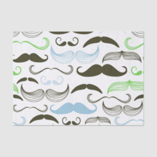 Green, Blue & Black Moustache Design Tissue Paper