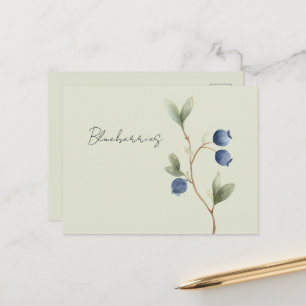 Green Blue Blueberries Fruit Postcard