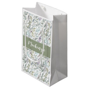 Green Blue Botanical Watercolor Small Gift Bag