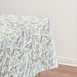Green Blue Botanical Watercolor Tablecloth