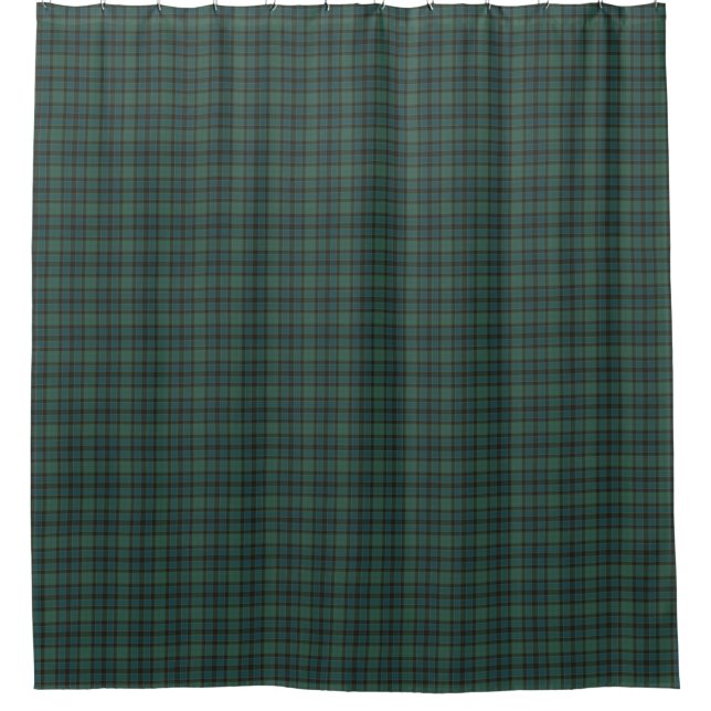 Green Blue Burgundy Tartan Plaid Shower Curtain (Front)