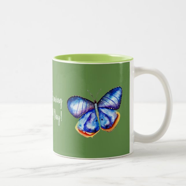 Green & Blue butterfly Mug (Right)