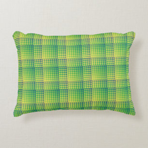 Green Blue Checker Abstract Pattern Decorative Cushion