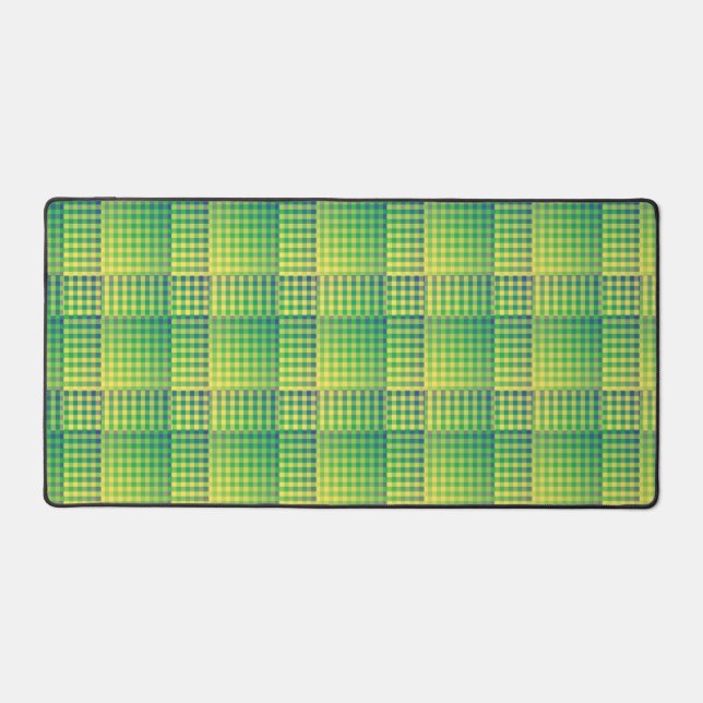 Green Blue Checker Abstract Pattern Desk Mat (Front)