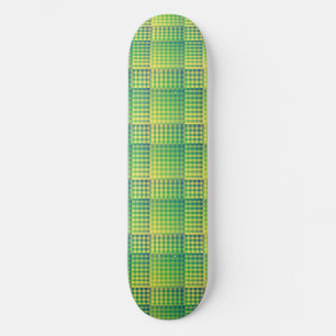 Green Blue Checker Abstract Pattern Skateboard