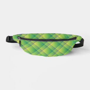 Green Blue Chequered Abstract Pattern Bum Bags