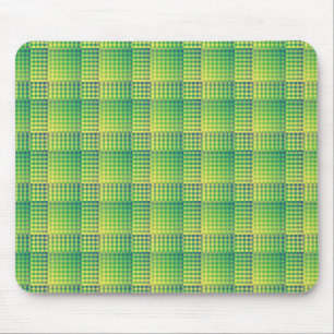 Green Blue Chequered Abstract Pattern Mouse Mat