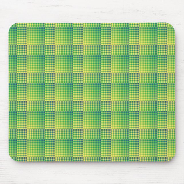 Green Blue Chequered Abstract Pattern Mouse Mat (Front)