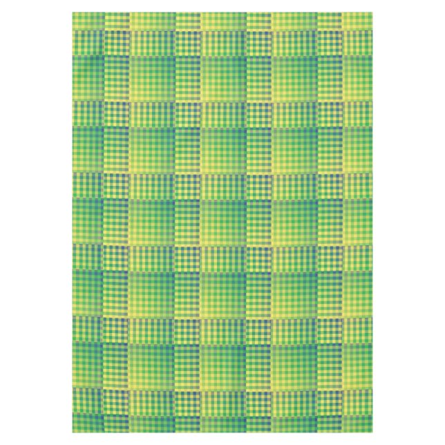 Green Blue Chequered Abstract Pattern Tablecloth (Front)