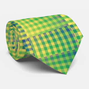 Green Blue Chequered Abstract Pattern Tie