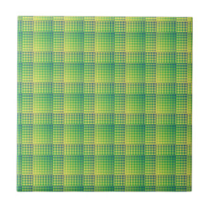 Green Blue Chequered Abstract Pattern Tile