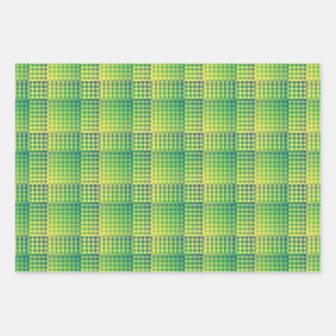Green Blue Chequered Abstract Pattern Wrapping Paper Sheet