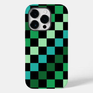 Green Blue Chequered Gingham Pattern Case-Mate iPhone 14 Pro Case