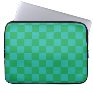 Green Blue Chequered Gingham Pattern Laptop Sleeve