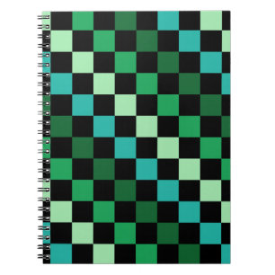 Green Blue Chequered Gingham Pattern Notebook