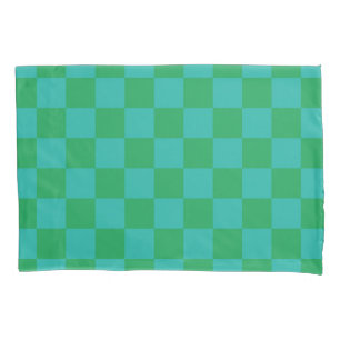 Green Blue Chequered Gingham Pattern Pillowcase