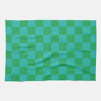 Green Blue Chequered Gingham Pattern Tea Towel