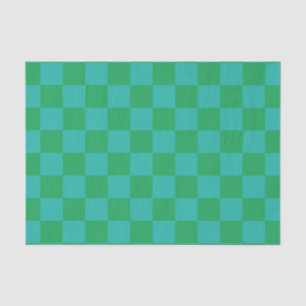 Green Blue Chequered Gingham Pattern Tissue Paper