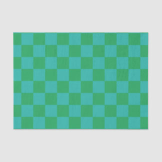 Green Blue Chequered Gingham Pattern Tissue Paper