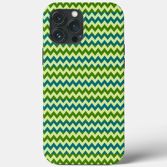 Green Blue Chevron Zigzag Case-Mate iPhone Case (Back)