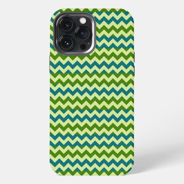 Green Blue Chevron Zigzag iPhone Case (Back)
