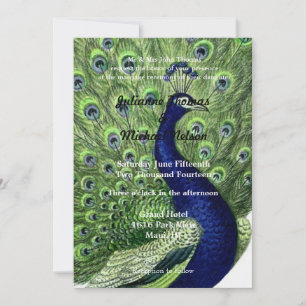 Green Blue Chic Peacock Wedding Invitation