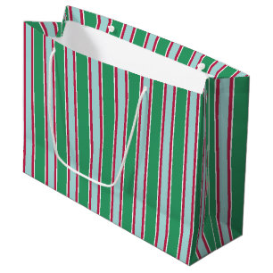 Green Blue Christmas Stripes Gift Bag