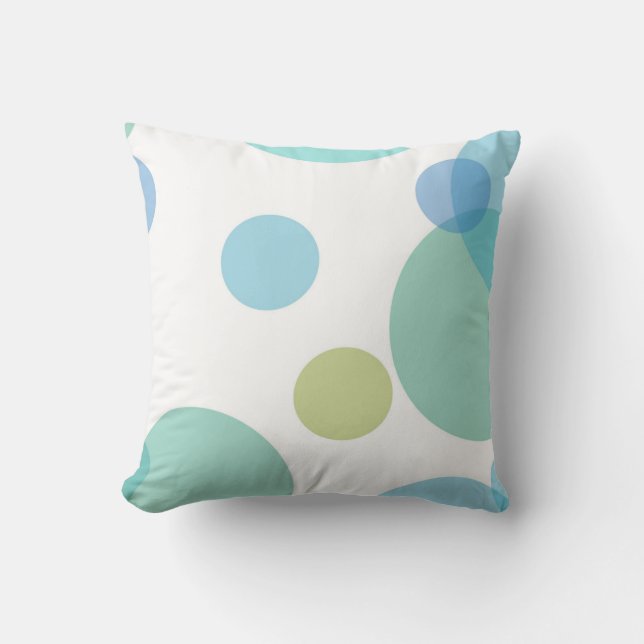 Green Blue Circles Throw Pillow (Front)