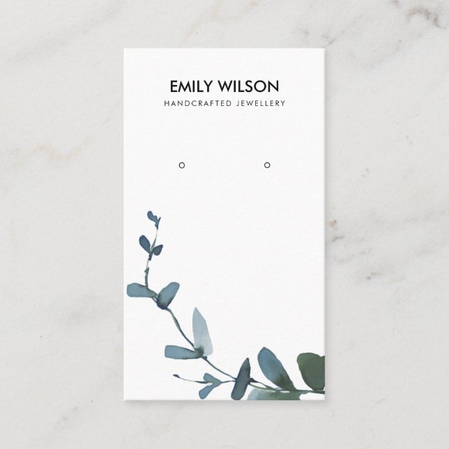 GREEN BLUE COIN EUCALYPTUS FAUNA EARRING DISPLAY BUSINESS CARD (Front)