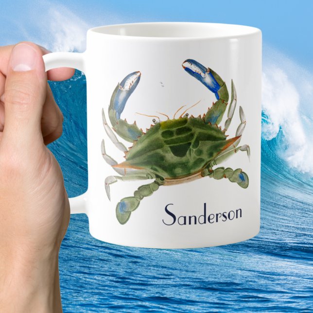 Green Blue Crab  Nautical Coastal  Coffee Mug (Creator Uploaded)