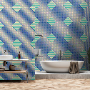 Green Blue Diamond Stripe Wallpaper