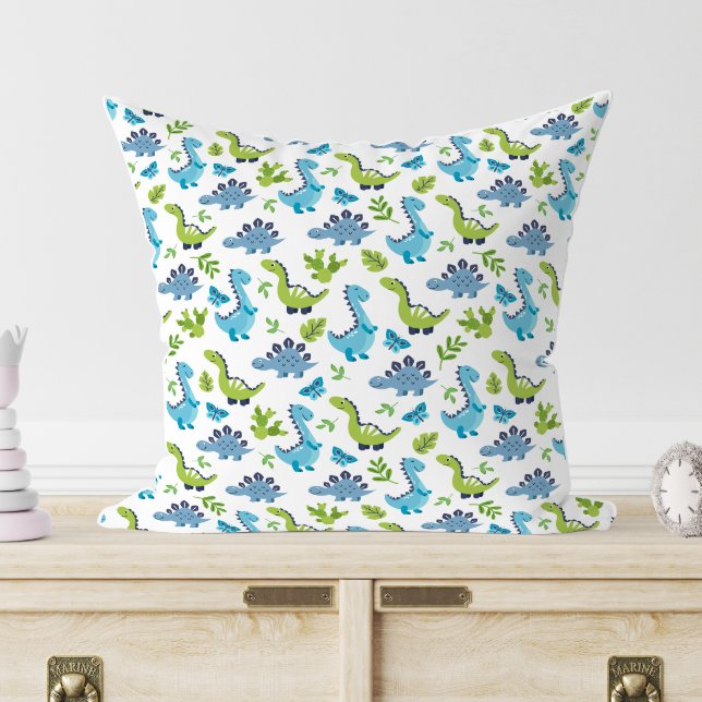 Green BLUE Dinosaur Pattern kids bedroom Cushion (Creator Uploaded)