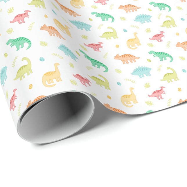Green Blue Dinosaur Pattern Wrapping Paper (Roll Corner)