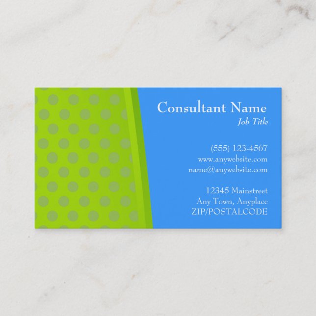 Green & Blue Dots Modern Card (Front)