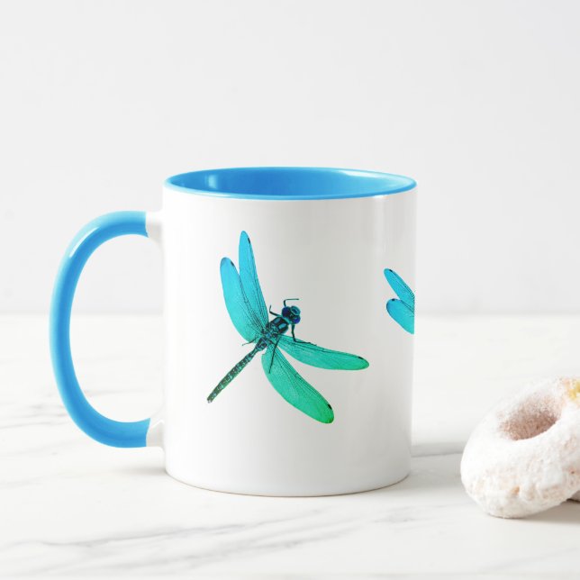 Green & Blue Dragonfly Mug (With Donut)