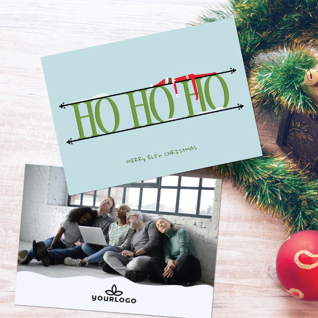 Green & Blue Elf Shenanigans Company Christmas Holiday Card (Creator Uploaded)