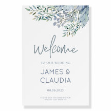 Green Blue Floral Rustic & Elegant Wedding Welcome