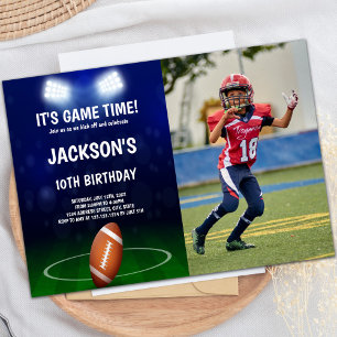 Green Blue Football Birthday Invitations photo