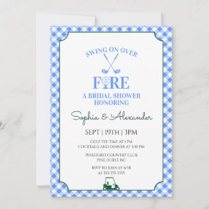 Green Blue Gingham Country Club Golf Bridal Shower Invitation