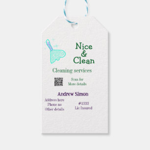 Green blue gitter clean mop add name address q r b gift tags