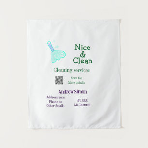 Green blue gitter clean mop add name address q r b tapestry