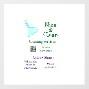 Green blue gitter clean mop add name address q r b window cling