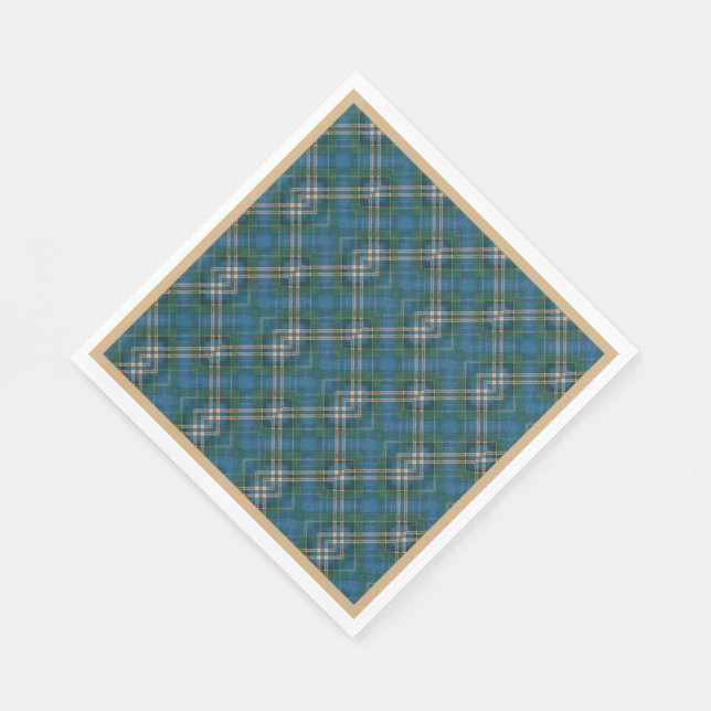 Green, Blue, Gold, Christmas Plaid Napkin (Corner)